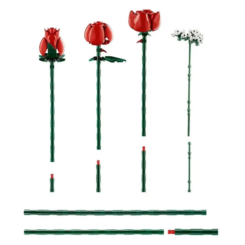 Compatible with Lego Bouquet Building Blocks New Assembled Ornaments Preserved Fresh Flower Valentine'S Day Toys Roses10328