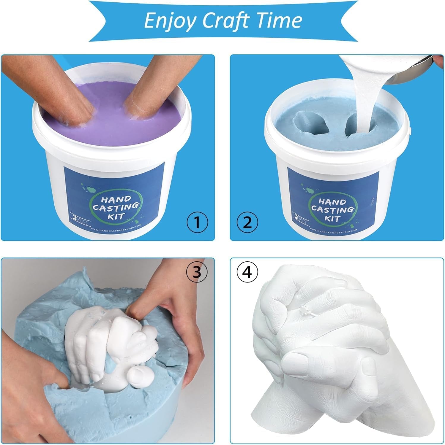 Family Hand Casting Kit Couples & Hand Moulding Kit Couples for Holiday Activities, Hand Mold Kits for Adults, Child, Wedding, Friends, Plaster Hand Mold Casting Kit by