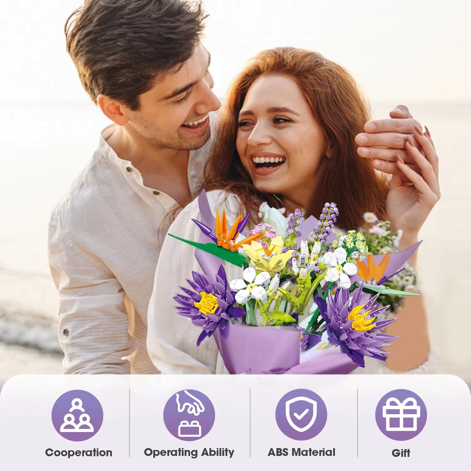 891PCS Romantic Flower Bouquet Building Blocks Eternal Flower Plant Assemble Bricks Idea Desktop Decoration Kids DIY Toys Gifts