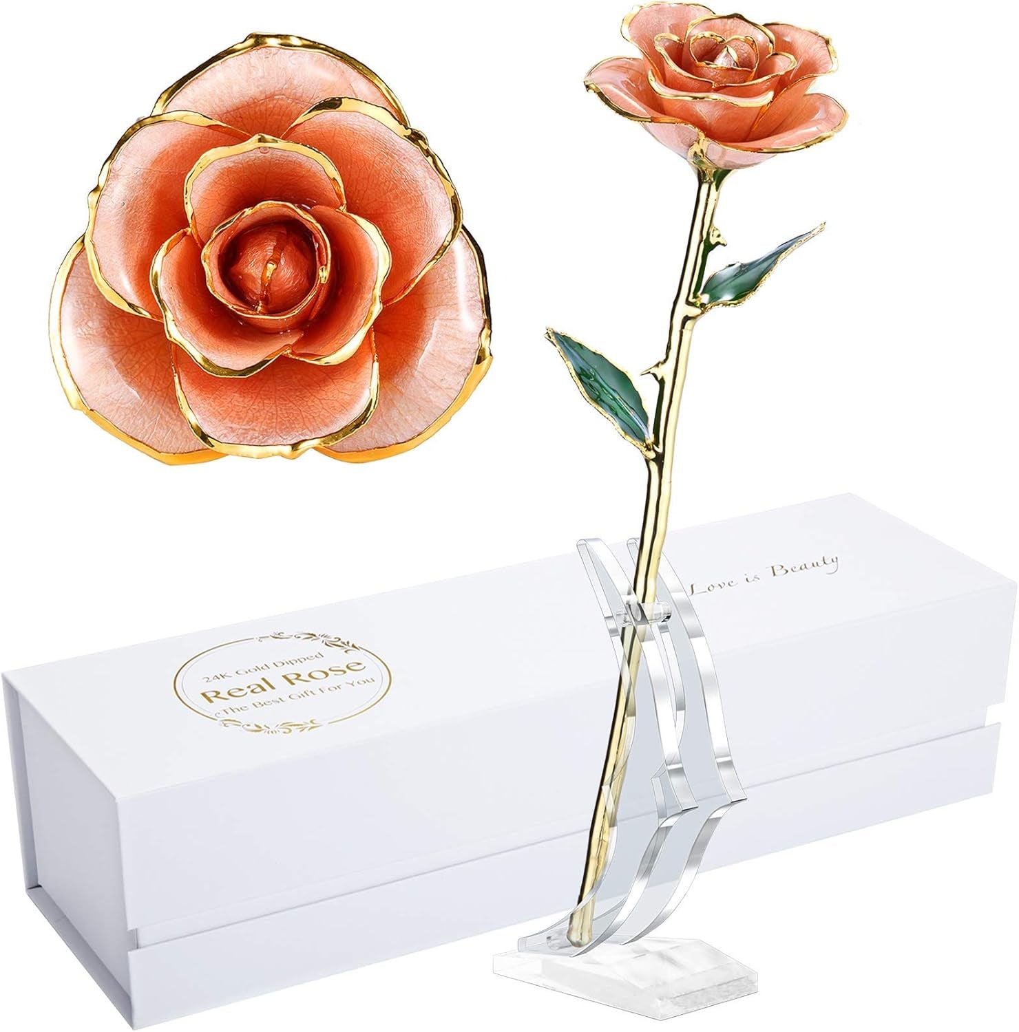 Birthday Rose Gift for Her,24K Golden Real Fresh Long Stem Rose and Best Birthday Gift for Her Rose,Blue with Stand